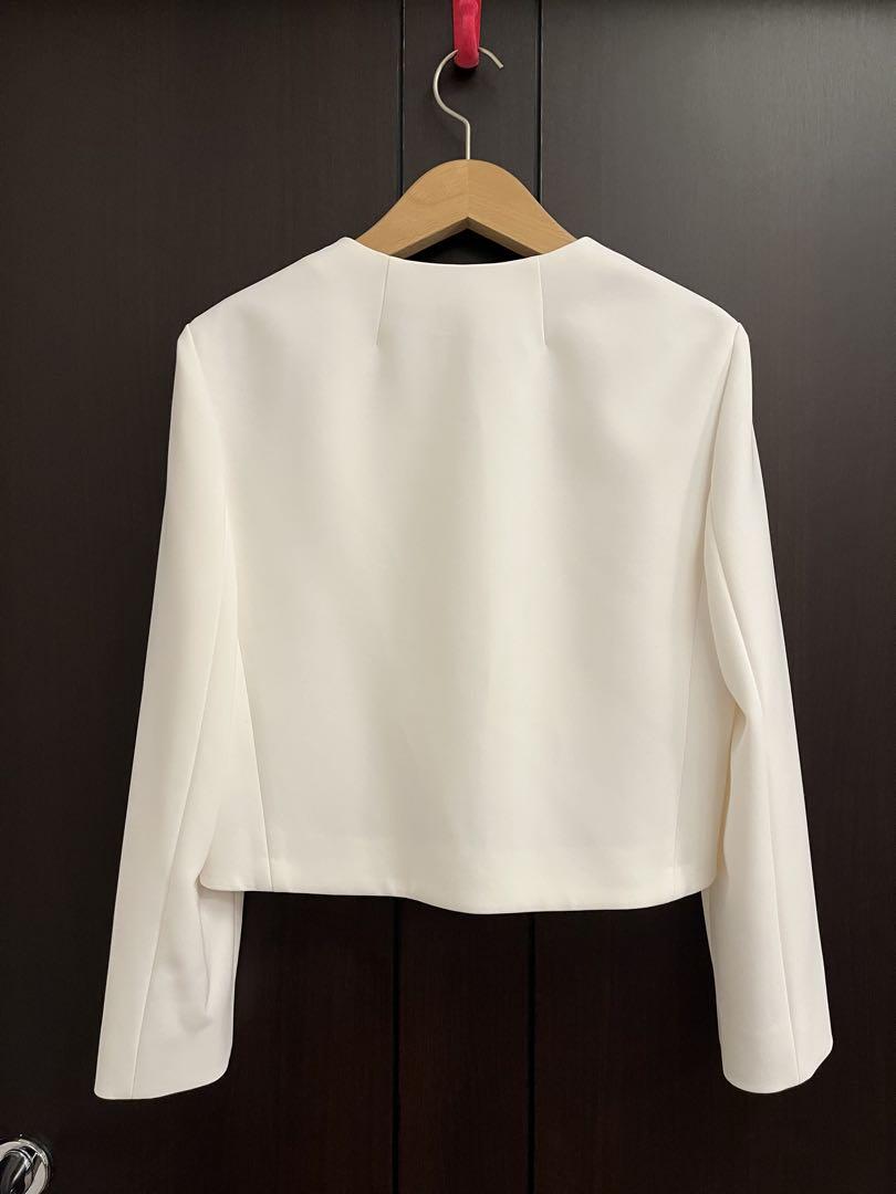 新品　theory 24SS セレモニー　ノーカラーショートジャケット　白　2