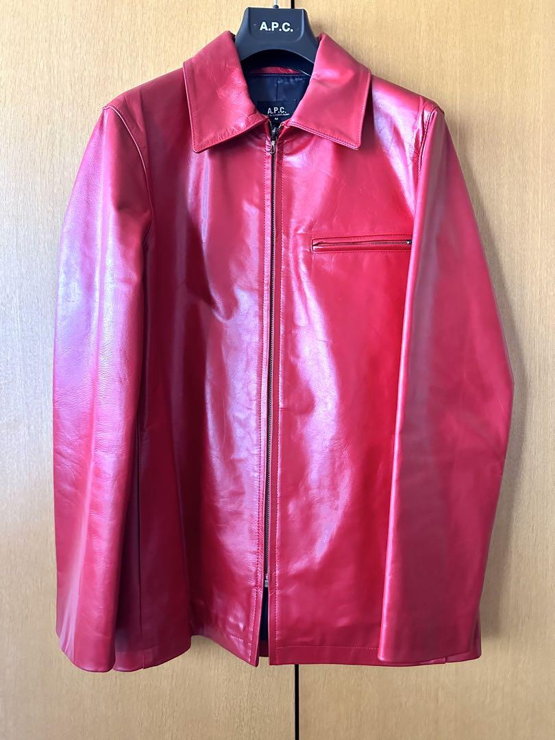 アーペーセー A.P.C. レザーブルゾン 牛革 フランス製 赤 M 男女兼用 画像1