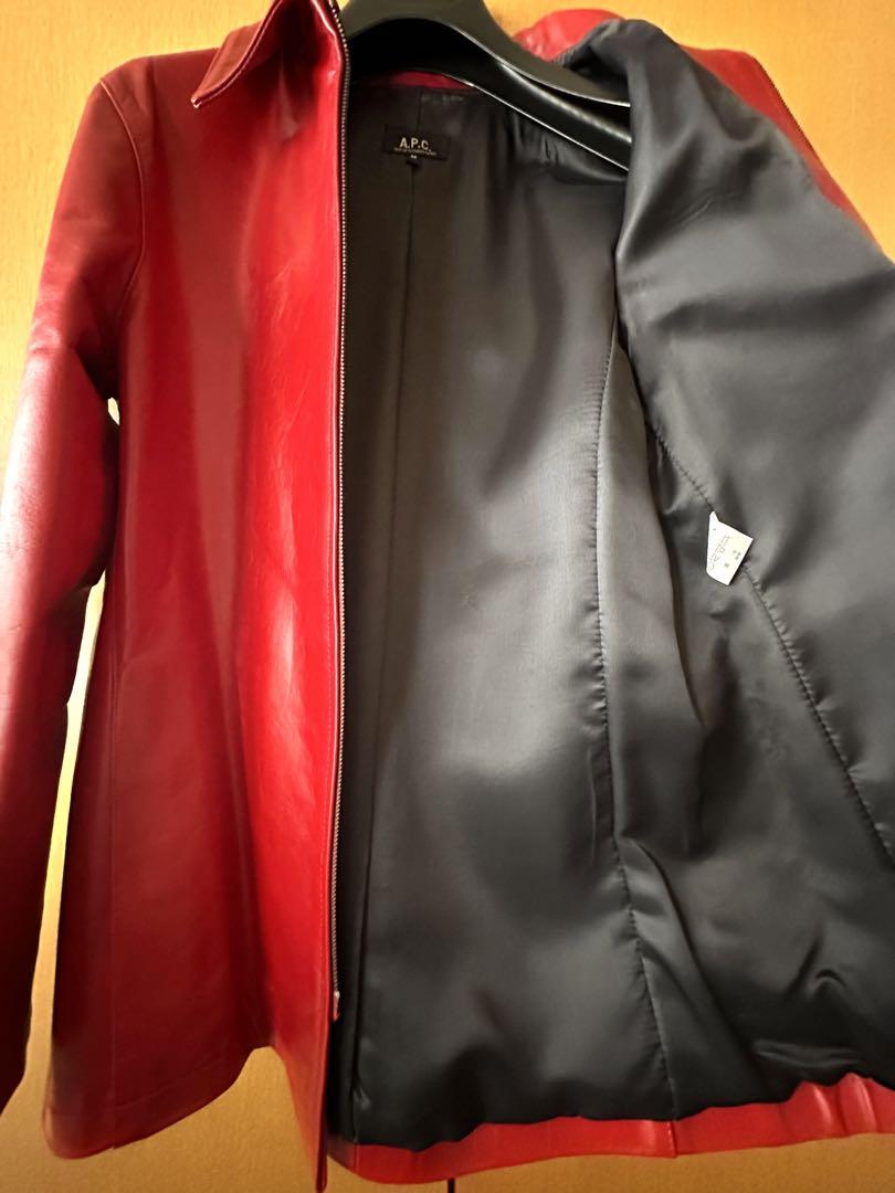 アーペーセー A.P.C. レザーブルゾン 牛革 フランス製 赤 M 男女兼用 画像10