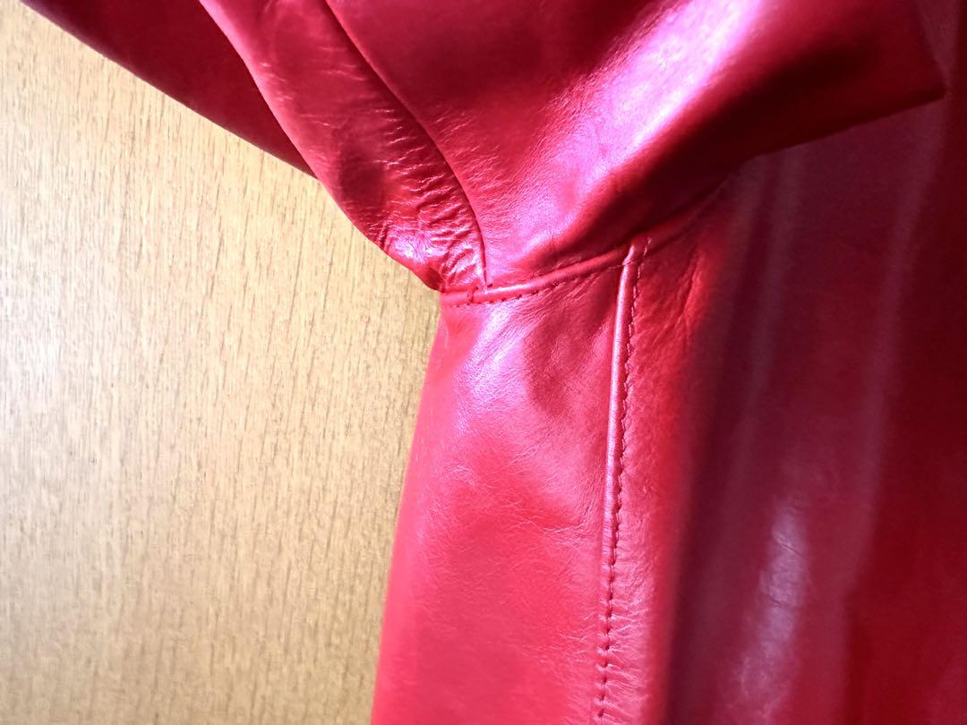 アーペーセー A.P.C. レザーブルゾン 牛革 フランス製 赤 M 男女兼用 画像13