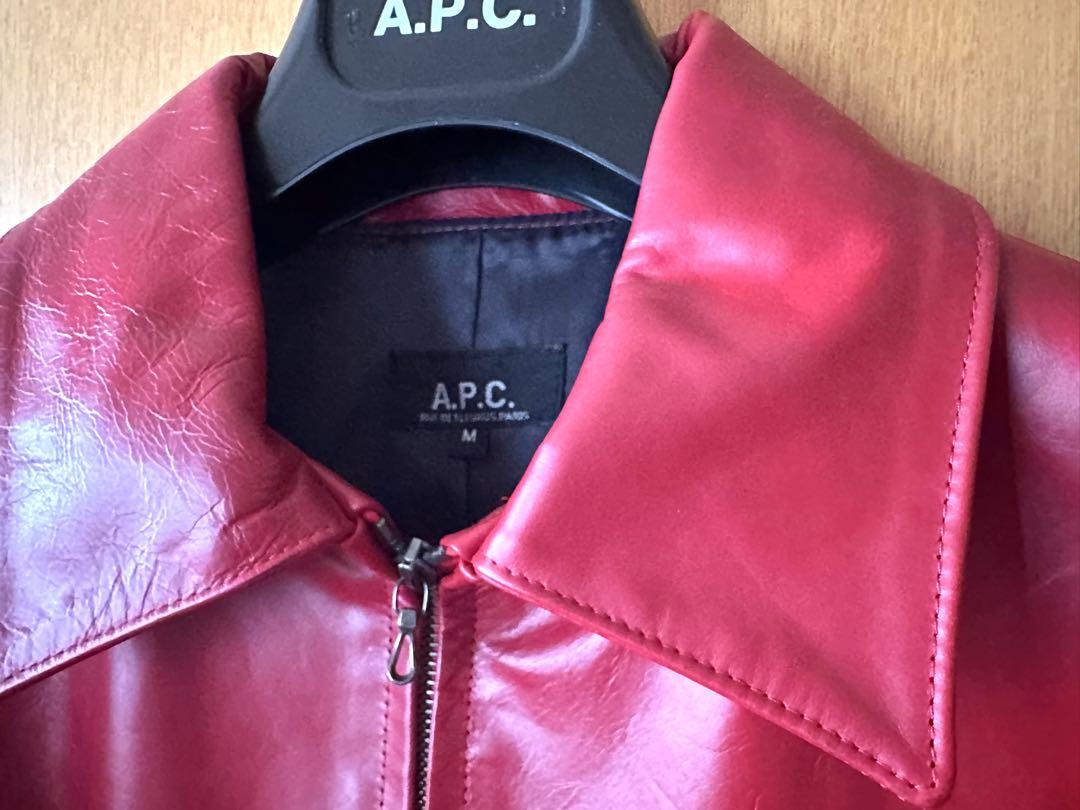アーペーセー A.P.C. レザーブルゾン 牛革 フランス製 赤 M 男女兼用 画像2