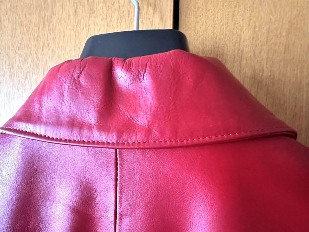 アーペーセー A.P.C. レザーブルゾン 牛革 フランス製 赤 M 男女兼用 画像7