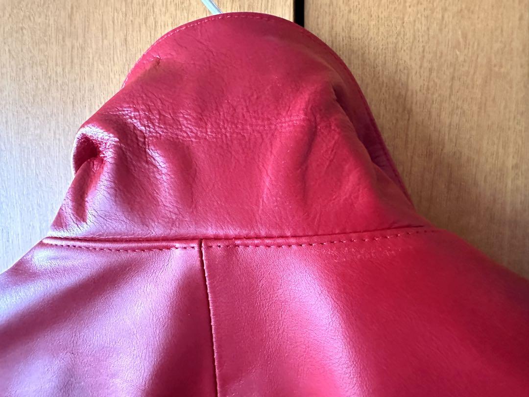 アーペーセー A.P.C. レザーブルゾン 牛革 フランス製 赤 M 男女兼用 画像8