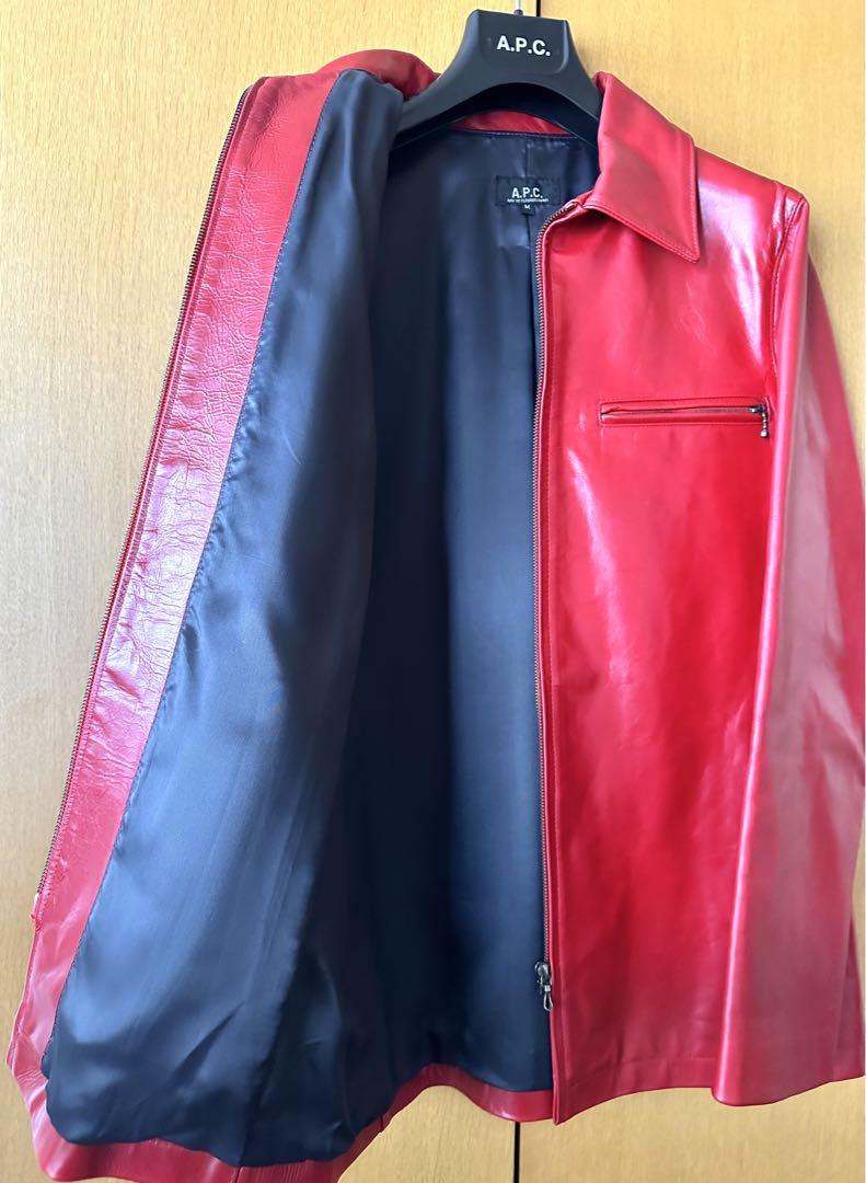 アーペーセー A.P.C. レザーブルゾン 牛革 フランス製 赤 M 男女兼用 画像9