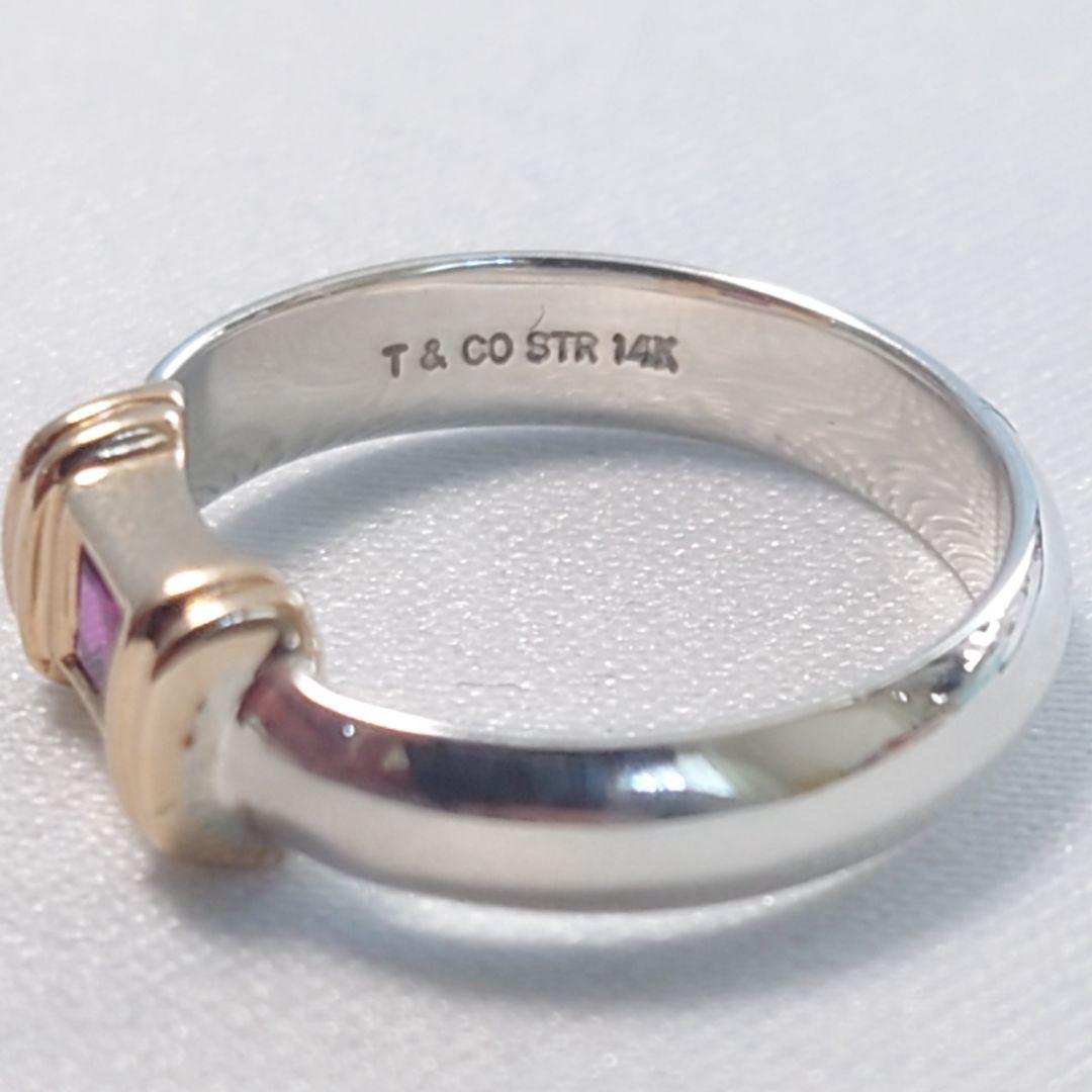 【美品】TIFFANY ティファニー ヴィンテージ ルビー コンビリング 14K 画像5