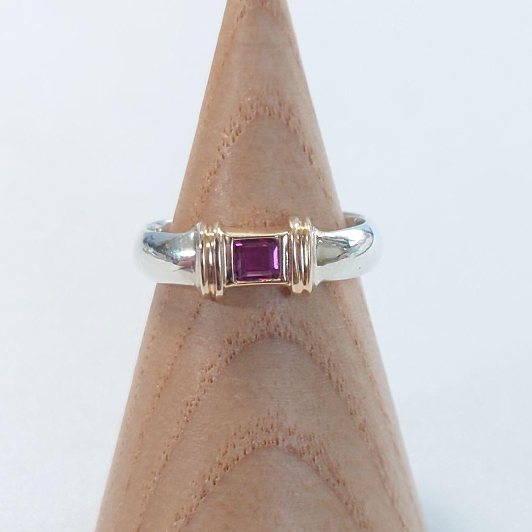 【美品】TIFFANY ティファニー ヴィンテージ ルビー コンビリング 14K 画像7
