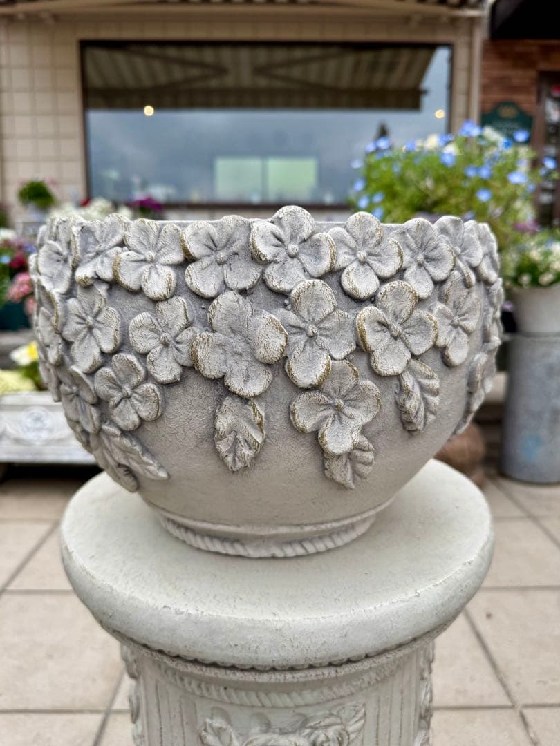 花鉢 花柄 エレガント ガーデン 置物 YUZUMIYA_COM