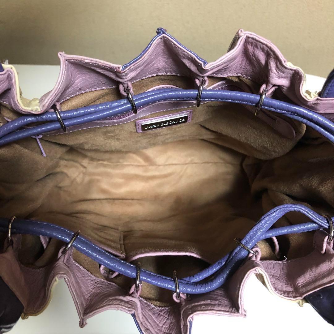 美品　本革　Ma'am ELEGANCE パステル　オーストリッチ　トートバッグ