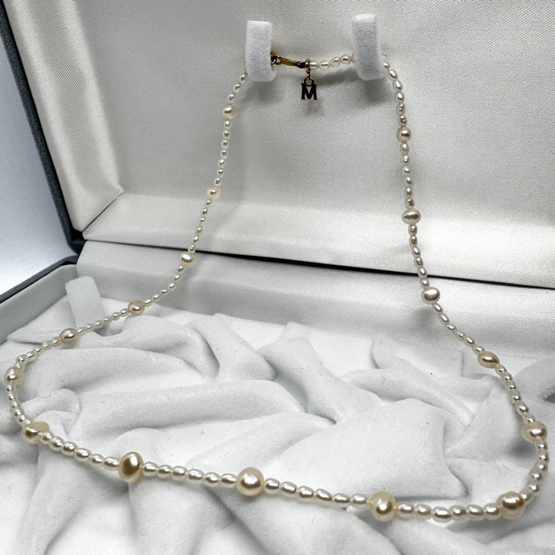 ミキモト パール ネックレス 18K チャーム付 M刻印 ホワイト系