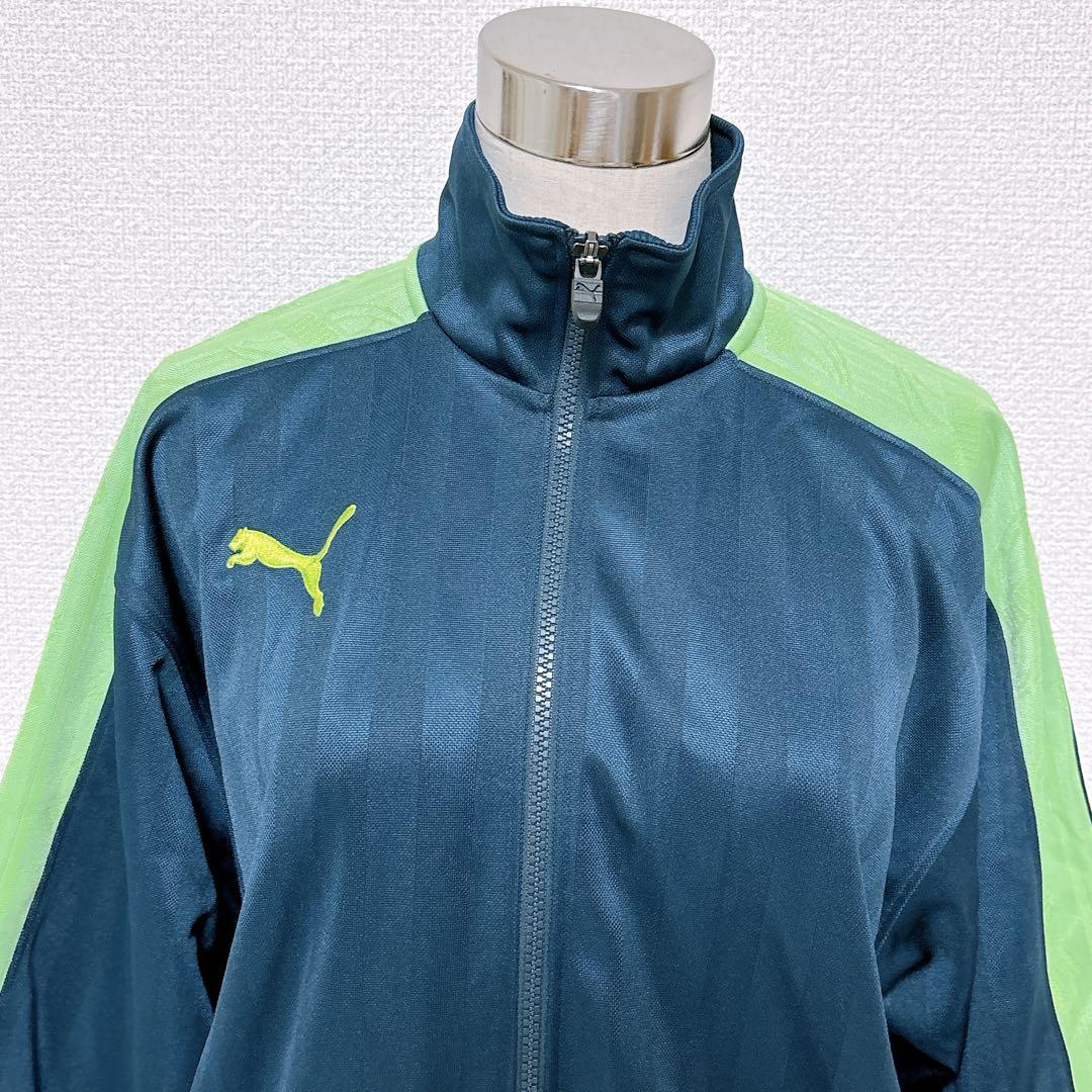 PUMA】ジャージ 上下セット ビックロゴ ネイビー×グリーン PUMA】ジャージ 上下セット ビックロゴ ネイビー×グリーン