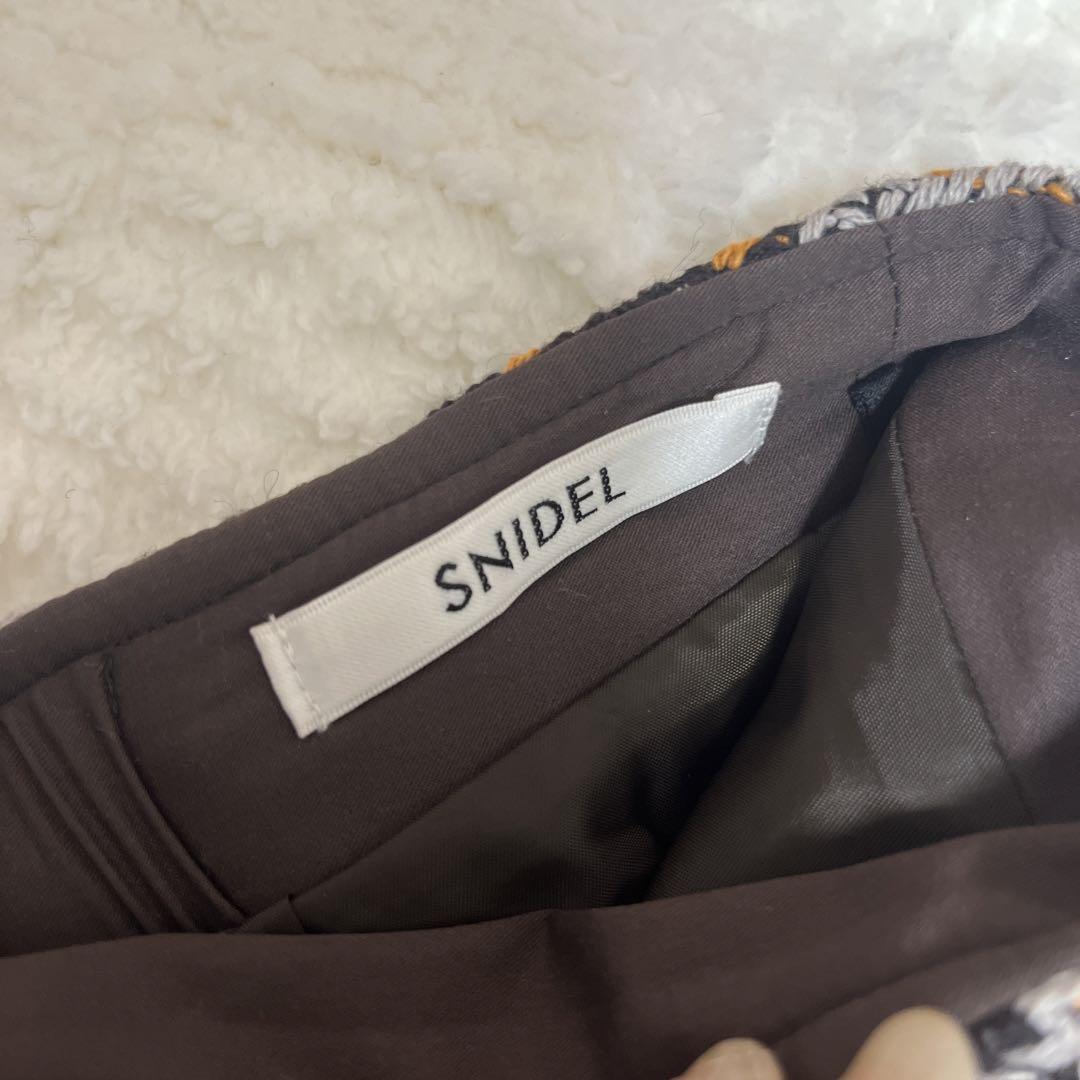 SNIDEL ロービングチェックミニスカート GRY 01