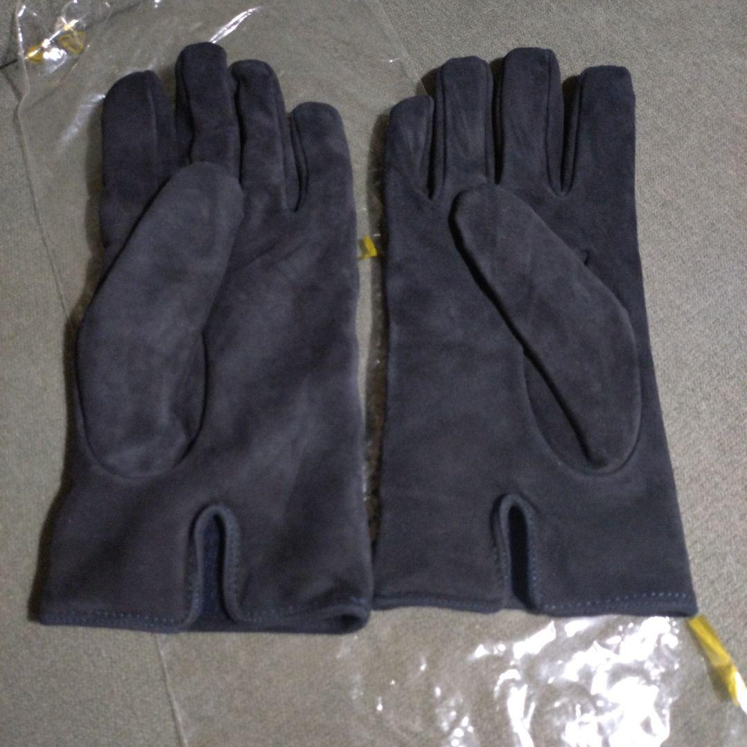 美品　MEROLA 手袋　レザー/カシミヤ　8.5  イタリア製　ネイビー
