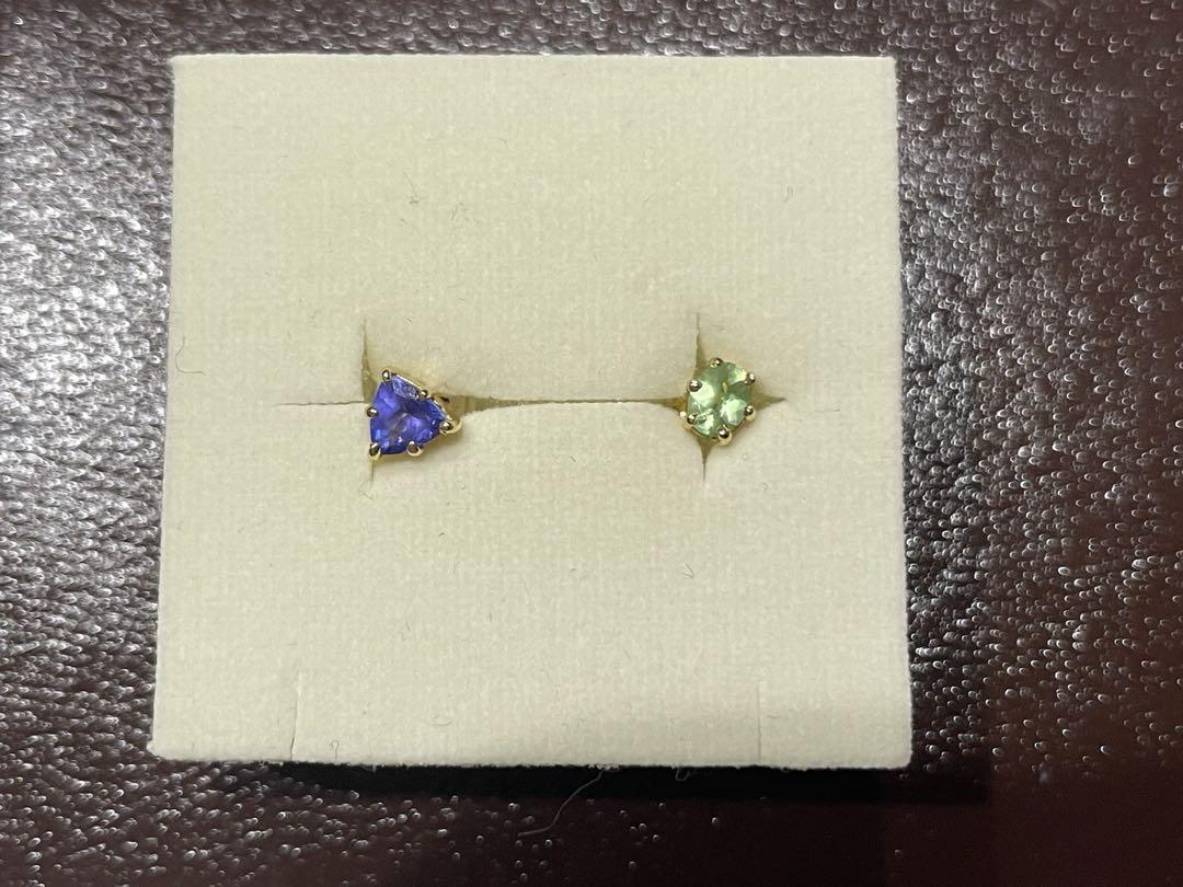 ピアス　k18  ミントグリーンガーネット　タンザナイト