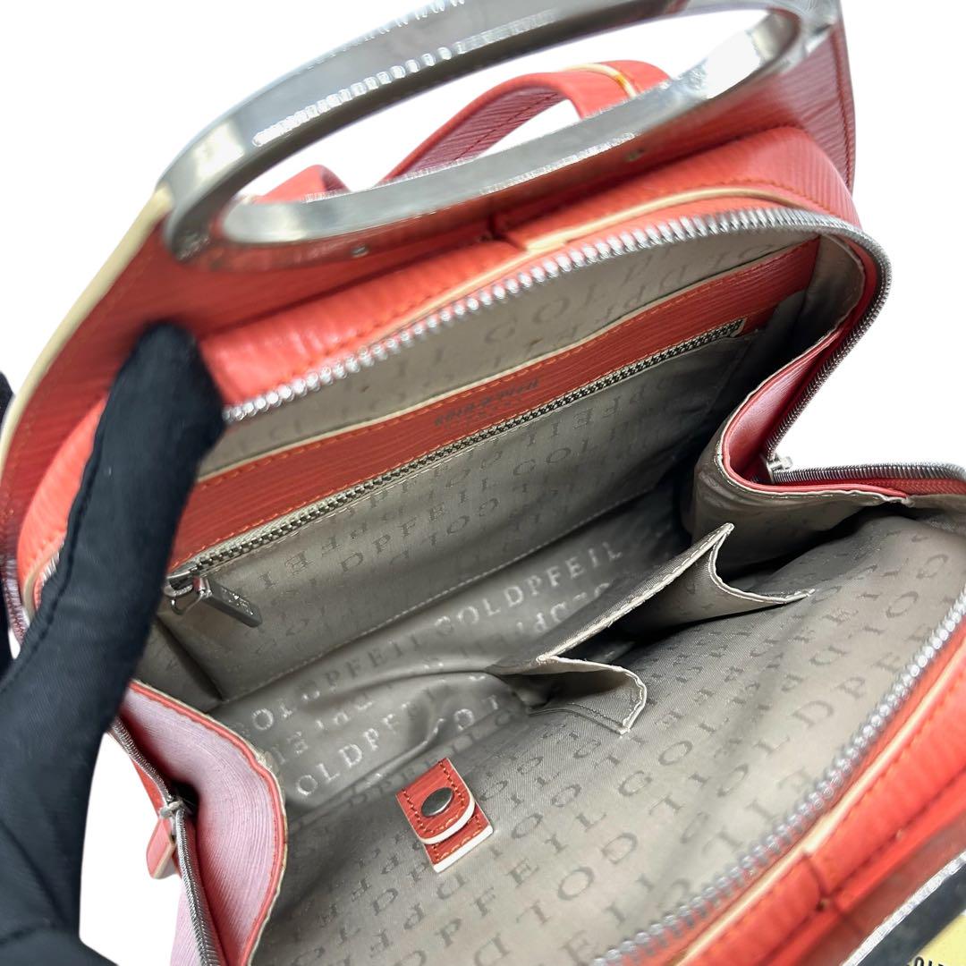 良品 1371 ゴールドファイル リュック 2way レザー メタルハンドル 良品 1371 ゴールドファイル リュック 2way レザー メタル