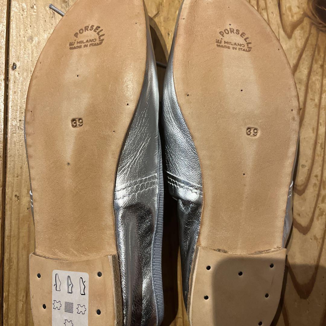 Porselli バレエシューズ シルバー 39