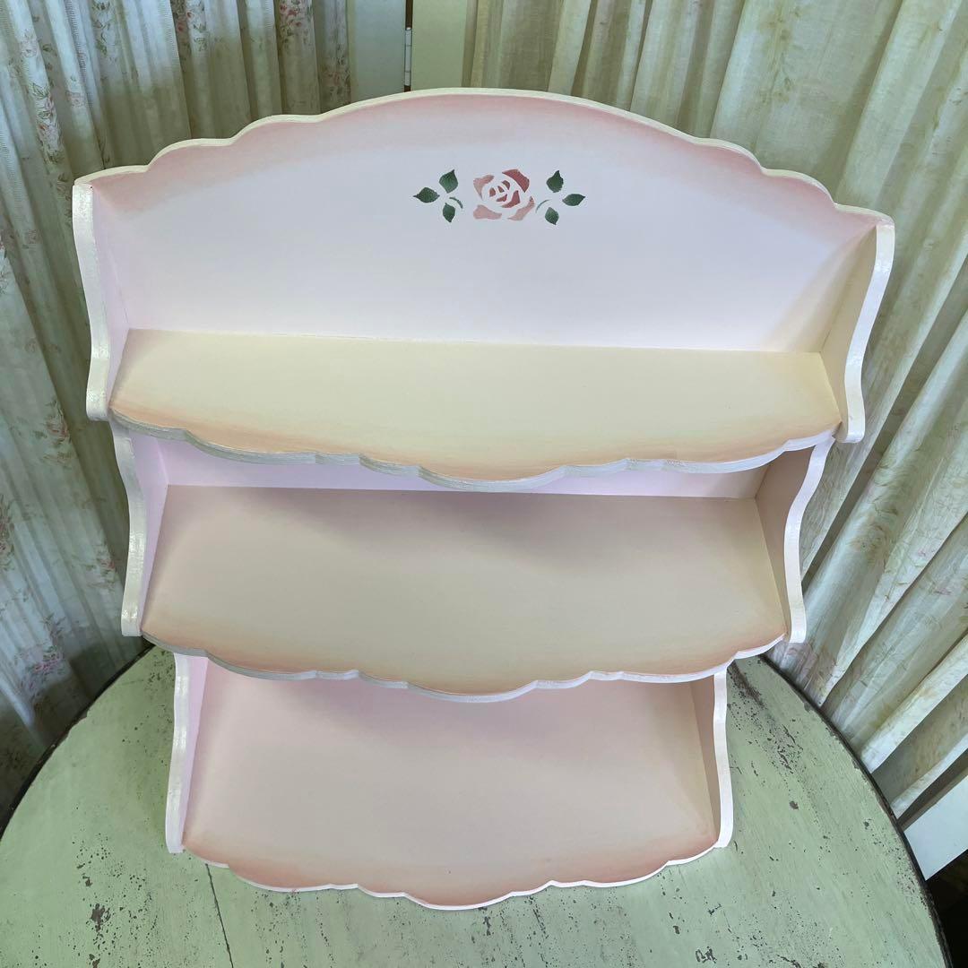 薔薇のロマッティックシェルフS ピンク W40D20H50cmマニーイマン好き向