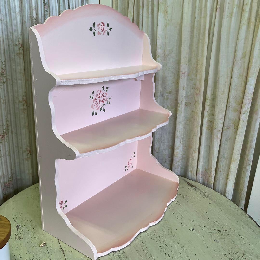 薔薇のロマッティックシェルフS ピンク W40D20H50cmマニーイマン好き向