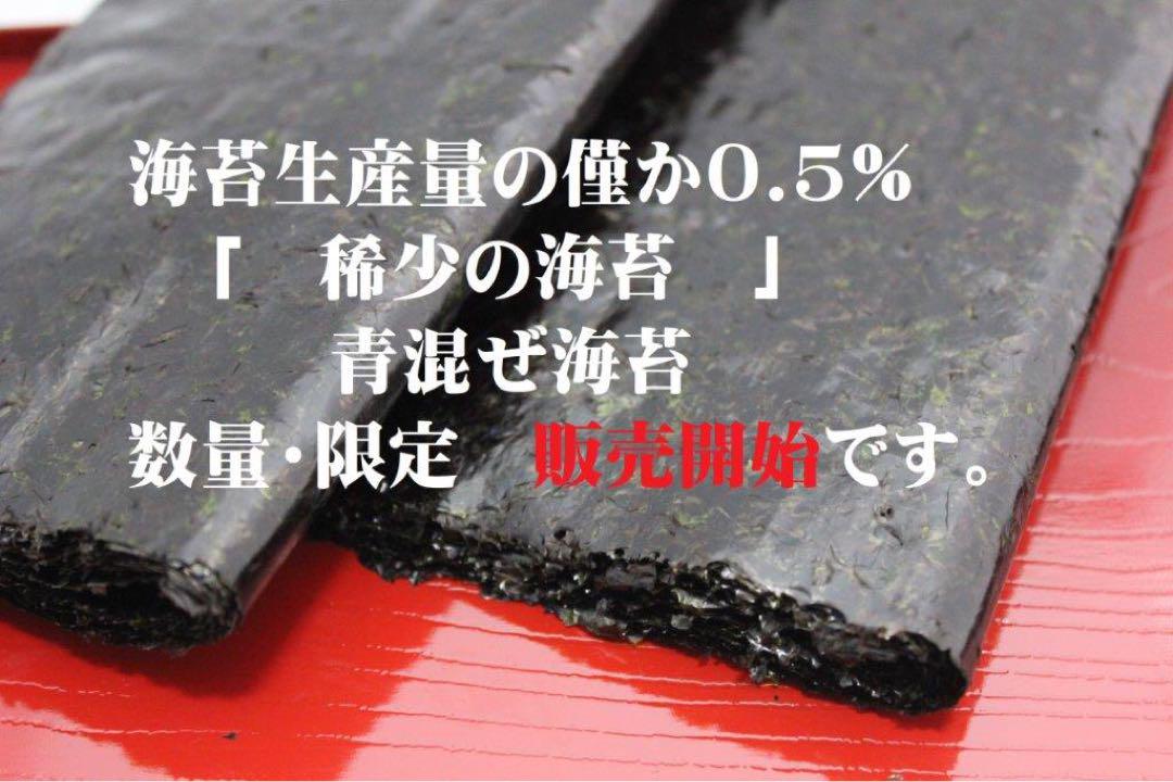 【限定品】稀少の海苔　愛知産　青混ぜ海苔「生のり」全型100枚　はっとり海苔