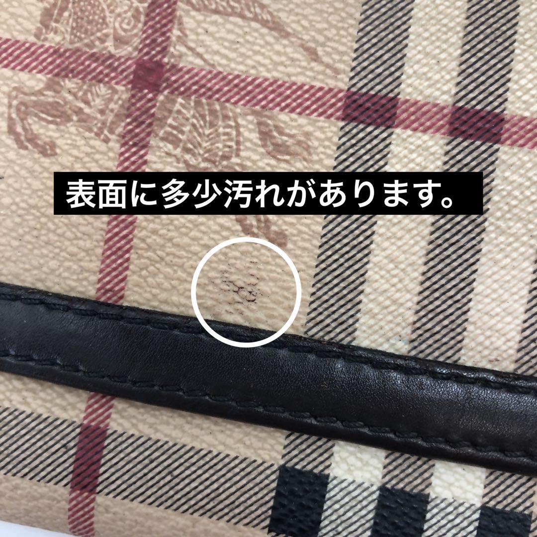 バーバリー 長財布 2つ折り チェック ホースロゴ 革 ビジネス FR54