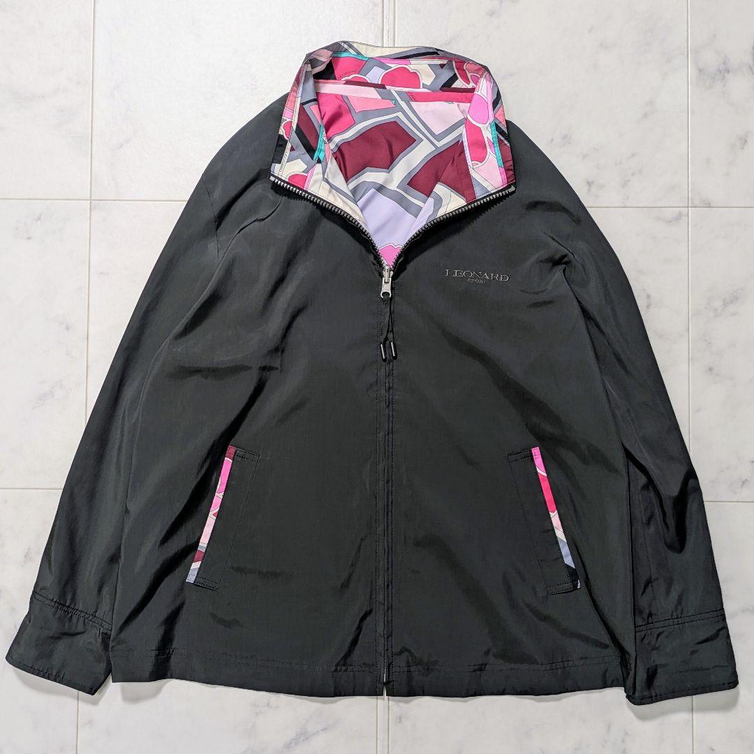 【美品】レオナール スポーツ リバーシブル ジャケット 総柄 花柄 42 美品】レオナール スポーツ リバーシブル ジャケット 総柄 花柄