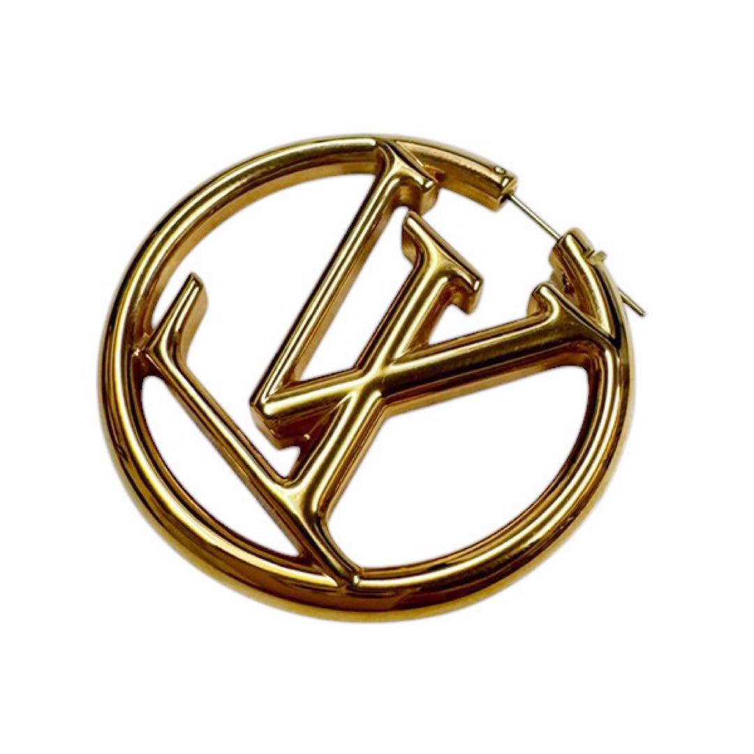 Louis Vuitton ゴールドロゴフープピアス