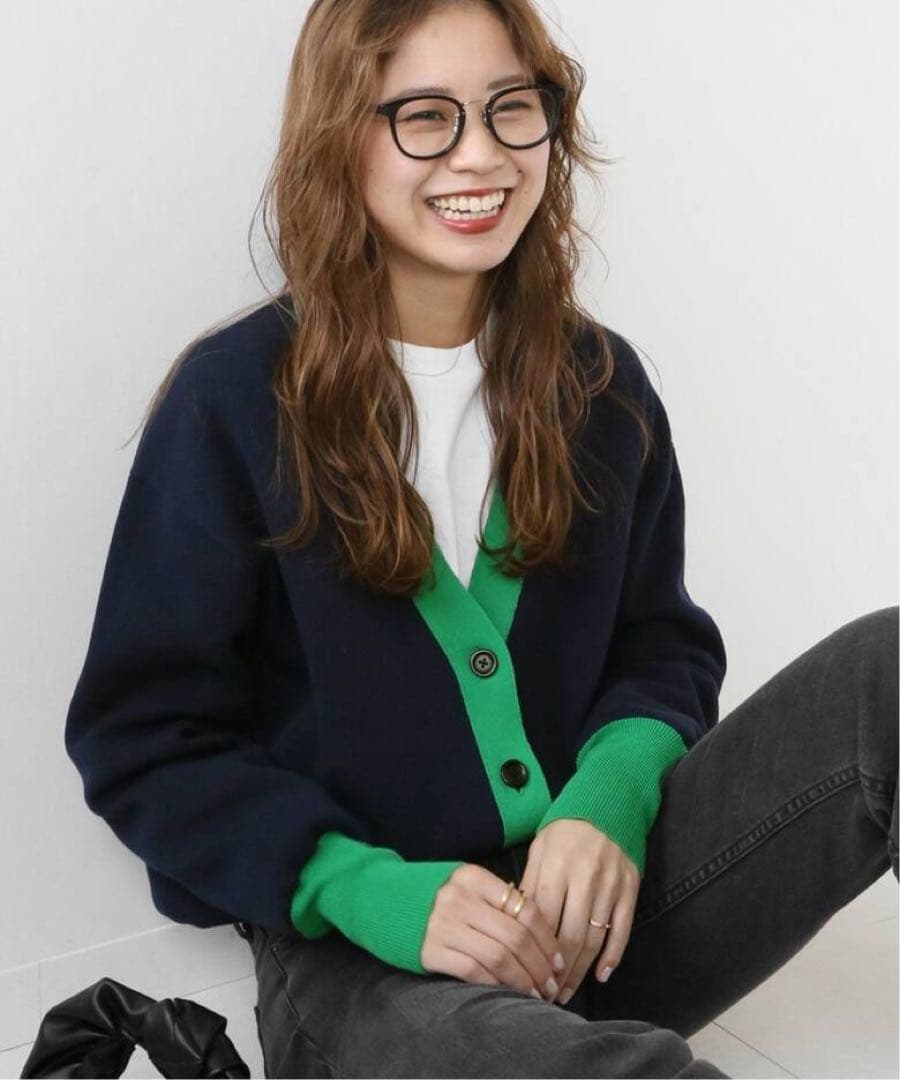 ダブルニットコントラストカーディガン 高品質の人気 7200円