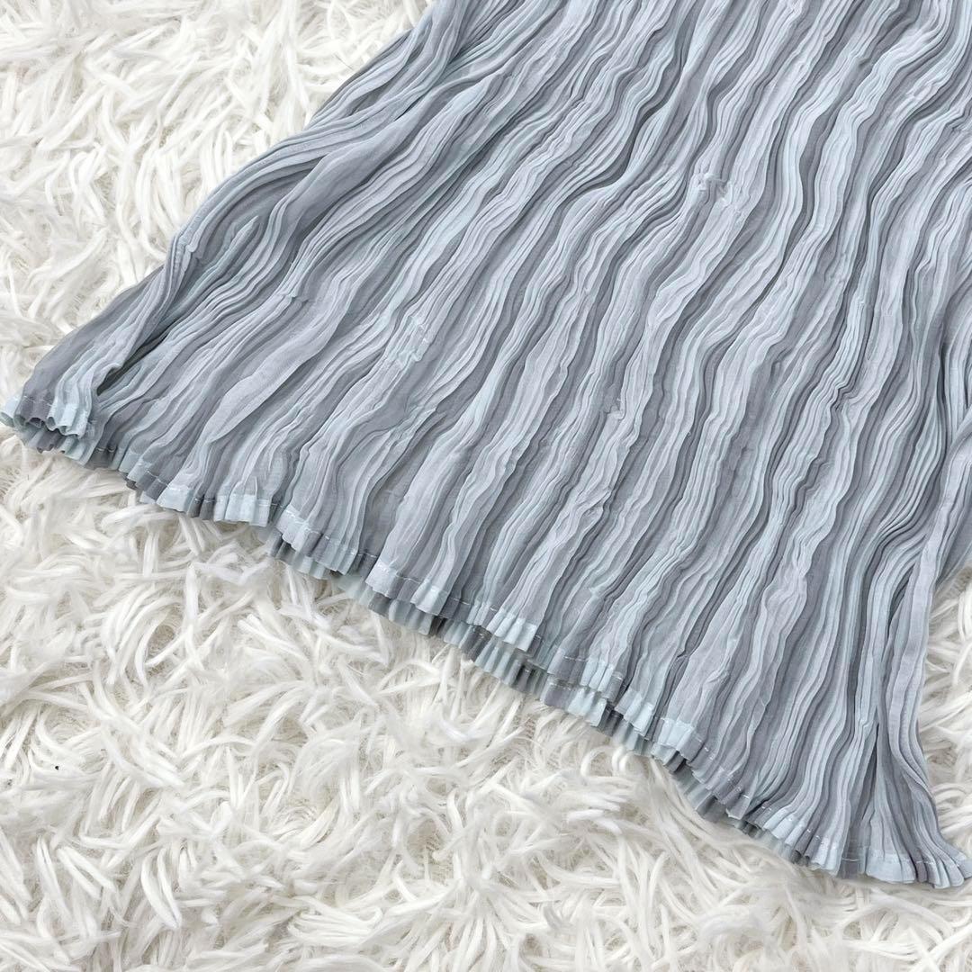 美品 ISSEY MIYAKE イッセイミヤケ カットソー ライトブルー グレー