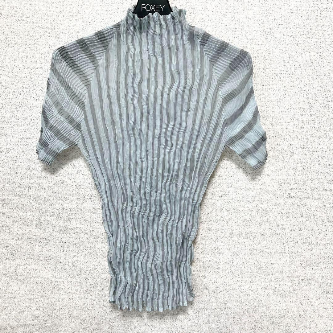 美品 ISSEY MIYAKE イッセイミヤケ カットソー ライトブルー グレー