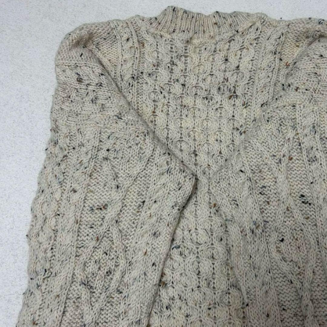 【極上】pure new wool フィッシャーマンニットカーディガンメランジ柄