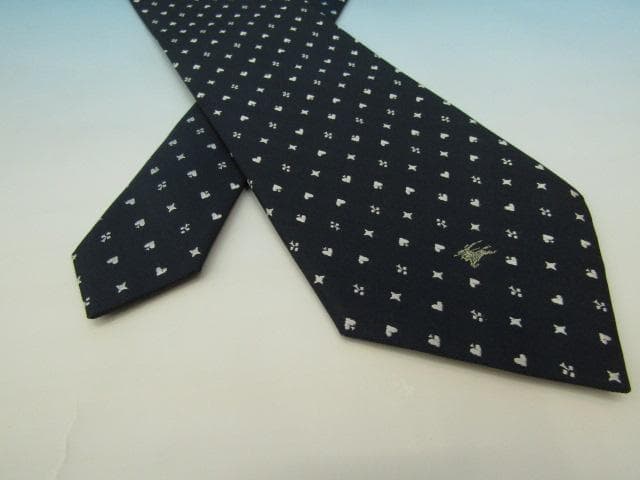 RU-2341 BURBERRYs バーバリーネクタイ 紺にトランプ柄 美品