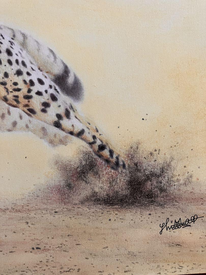 駆けるチーター 色鉛筆画 パステル 駆けるチーター 色鉛筆画 パステル 絵画