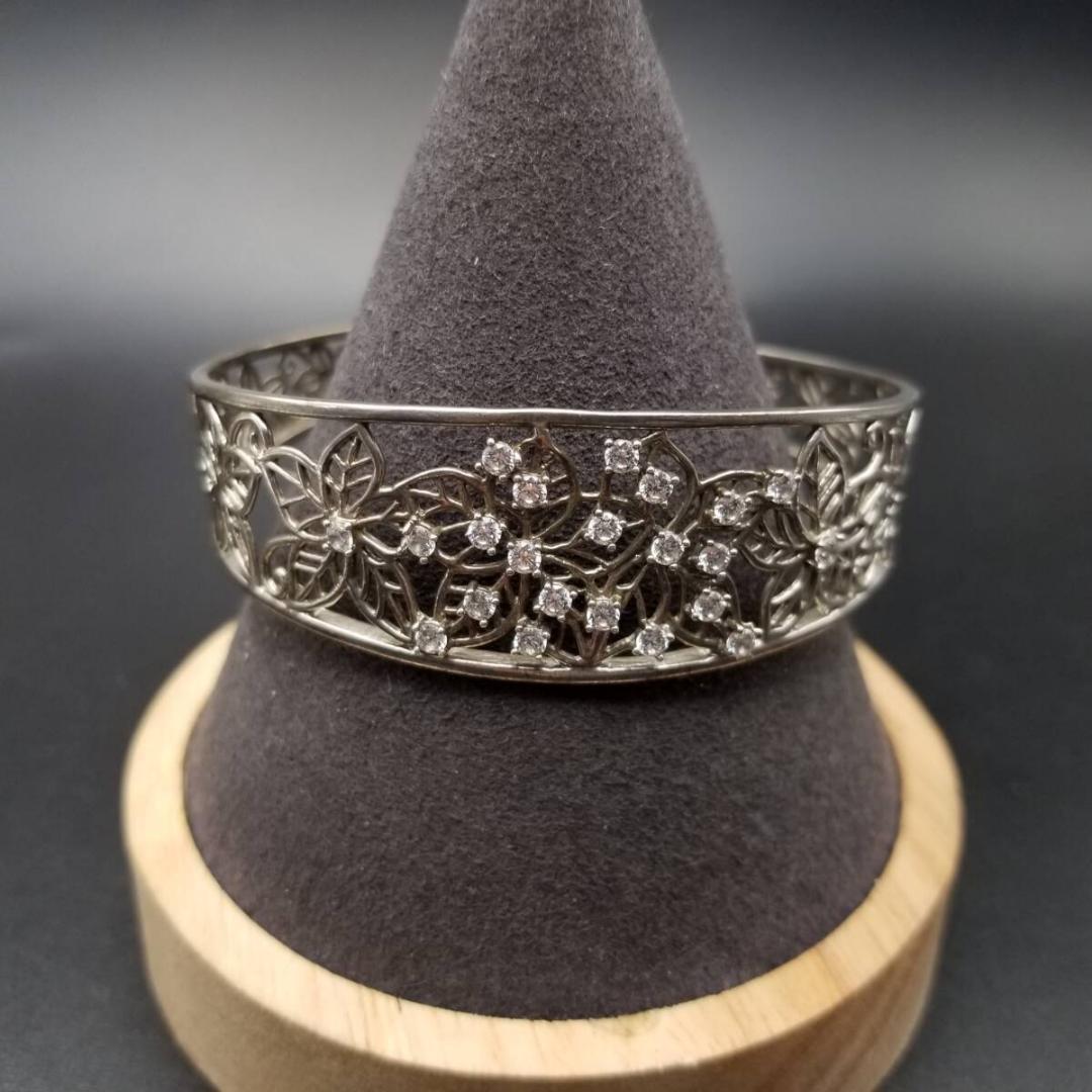 超格安一点 花モチーフ オープンワーク 925 シルバー ヴィンテージ カフ アクセサリー