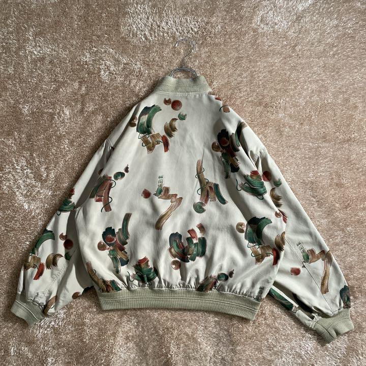 HOTお得 シルク製 薄手 総柄 ゆるだぼ ブルゾン KtyE1-m94448907739 古着 レトロ デザインジャケット 定番人気安い
