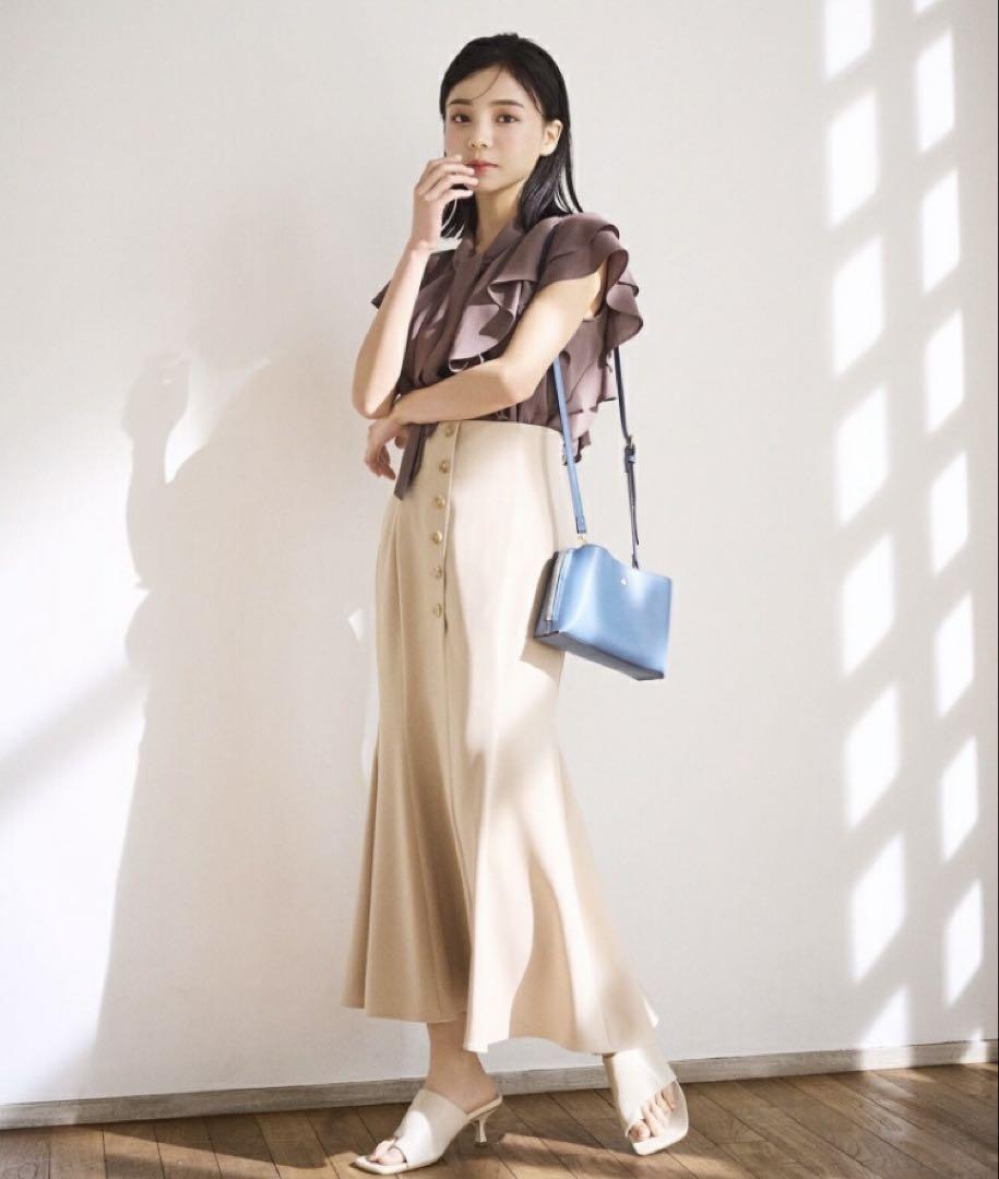 週末価格NATURAL BEAUTY BASICラッフルボウブラウス レディース