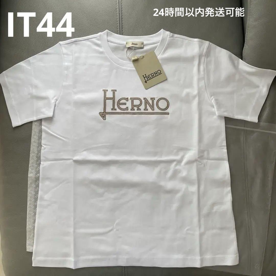 HERNO ヘルノ ロゴ 3Dプリント Tシャツ 40サイズ 新品タグ付き Hernoヘルノ ロゴTシャツ ホワイト IT44(13号LL