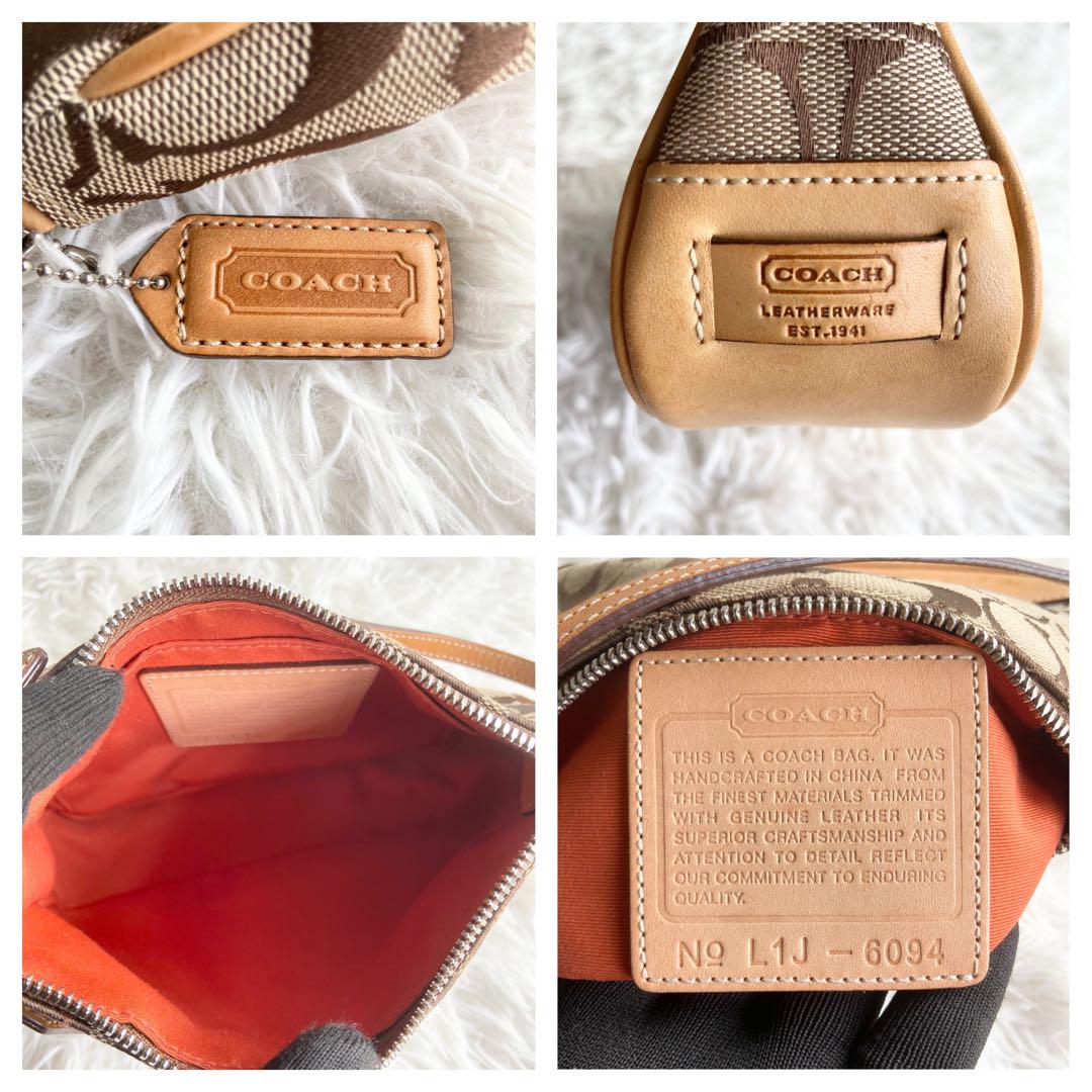 極美品 COACH アクセサリーポーチ キャンバス シグネチャー 6094 極美品✨コーチ アクセサリーポーチ キャンバス ブラウン