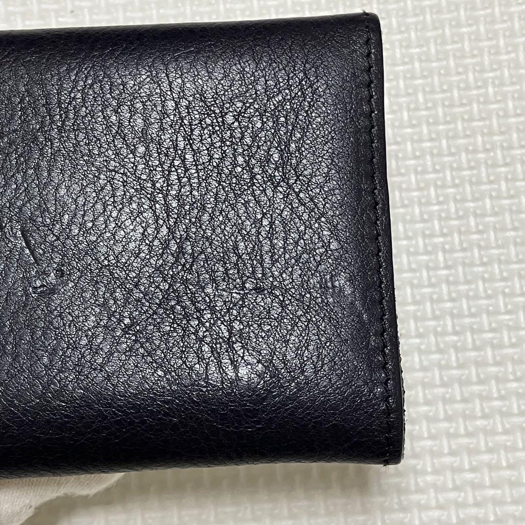 極美品　IL BISONTE イルビゾンテ　レザー三つ折り財布　濃紺　ミニ財布