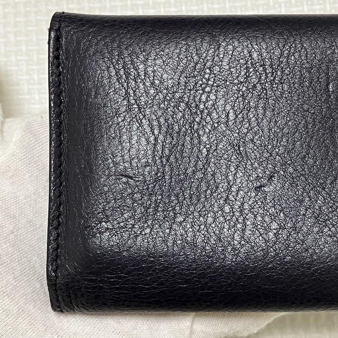 極美品　IL BISONTE イルビゾンテ　レザー三つ折り財布　濃紺　ミニ財布