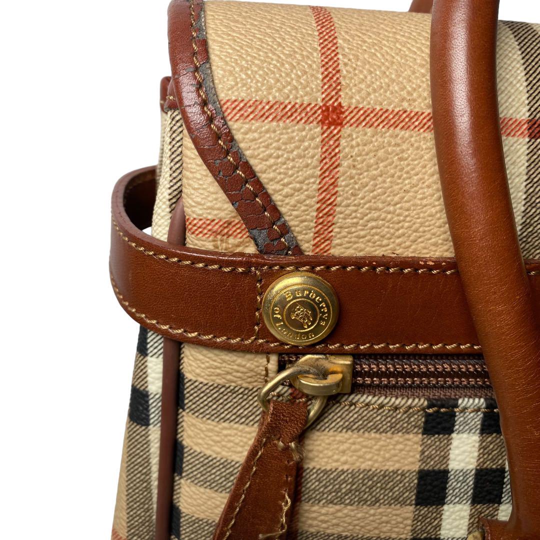 BURBERRY バーバリー ノバチェック PVC レザー ハンドバッグ