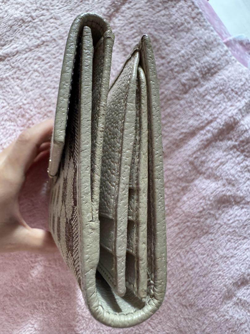 GUCCI グッチ GG柄 キャンバス Wホック 長財布 ホワイト レザー
