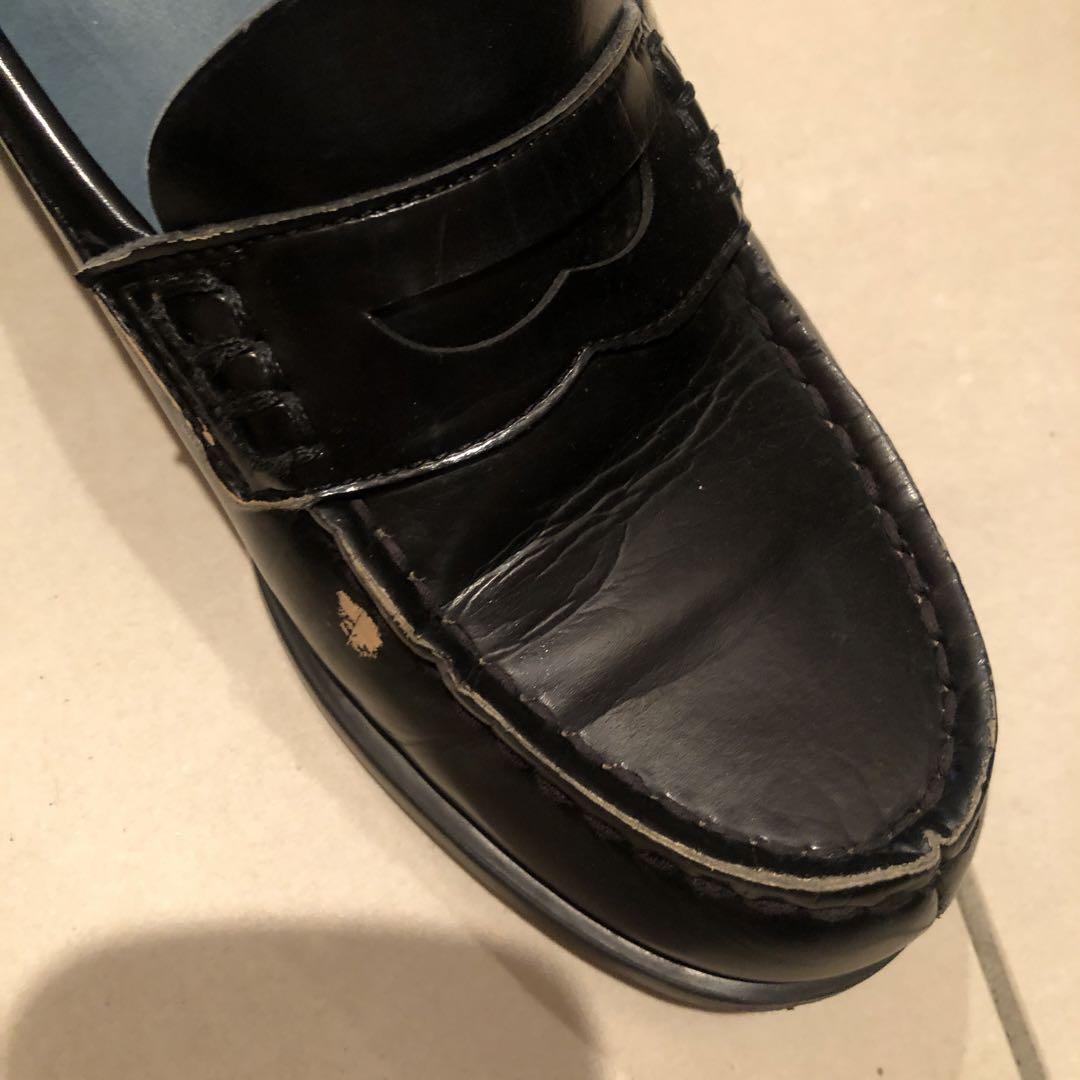 黒のレザー ローファー　HARUTA 25.5EEE