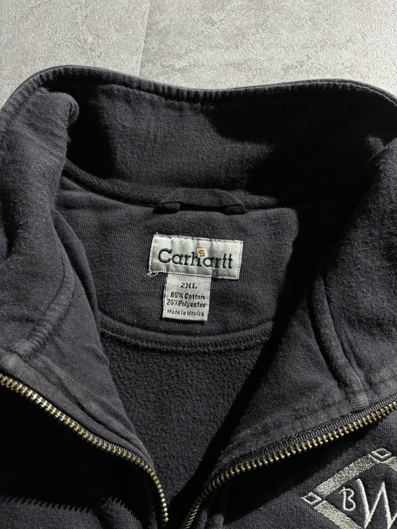 【00s】carhartt ハーフジップスウェット 企業ロゴ メキシコ製