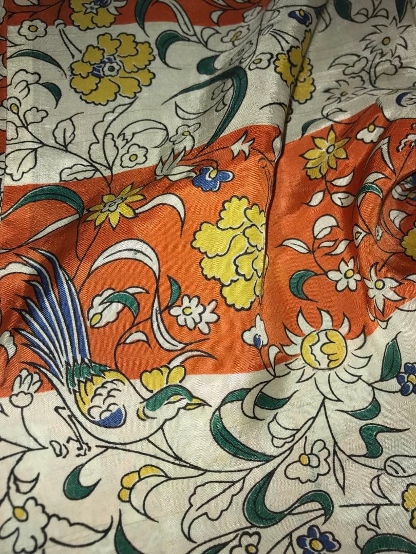 アンティーク　長羽織　変わり織　雪輪に花　着物　レトロ　大正ロマン