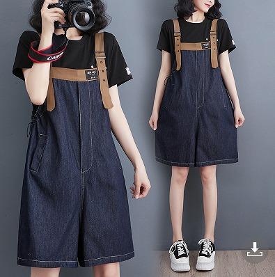 大きいサイズ サロペット　ショート　ハーフ　パンツ　レディース  新品 デニム
