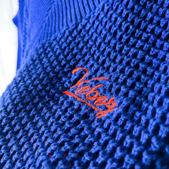【美品 XL】ケボズ 刺繍ロゴ バイカラー Vネック ニット ベスト 即完売