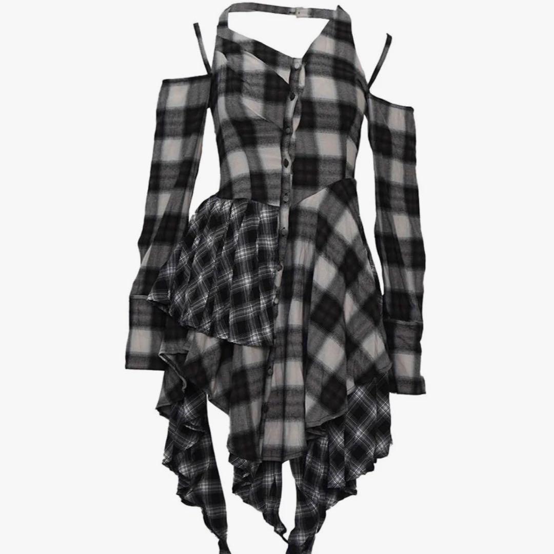 ワンピース theredthread S layered dress bug check