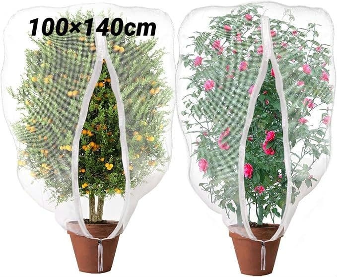 植物保護カバー 防虫ネット 園芸 鳥避けネット ファスナー付き メッシュ巾着式