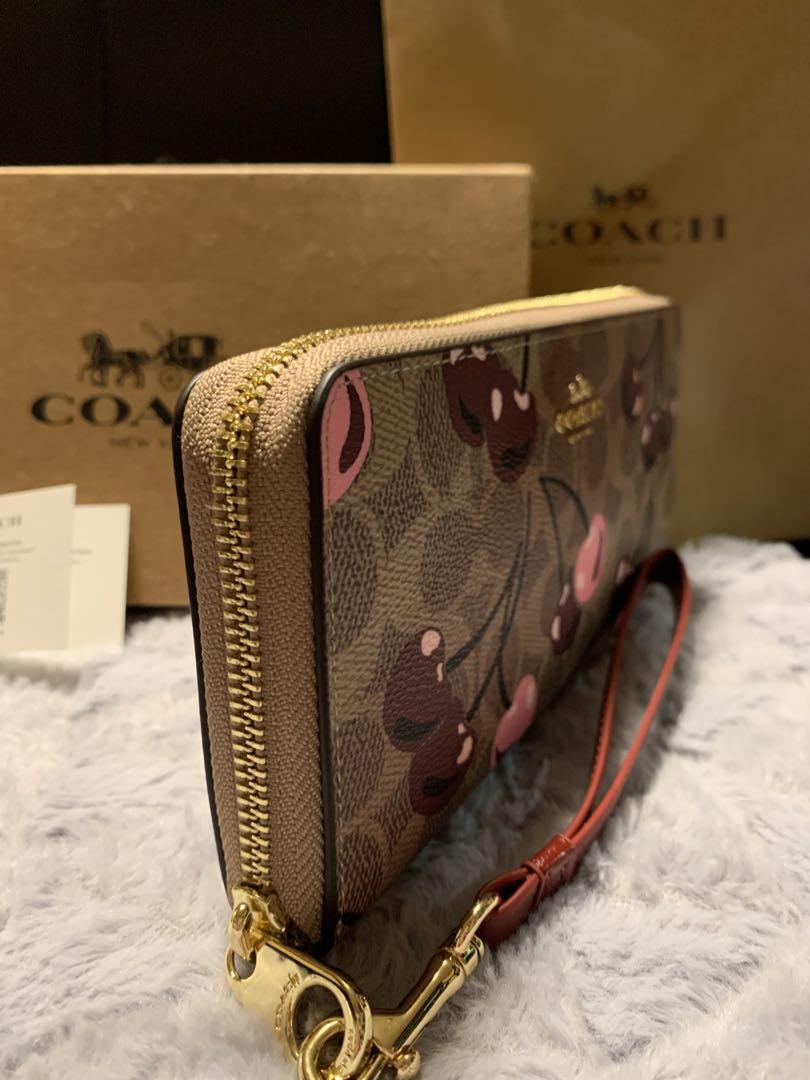新品未使用 COACH 長財布 さくらんぼ チェリー ベージュ