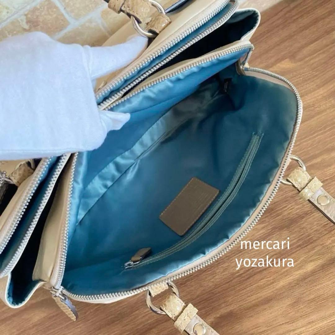 美品 COACH ハンドバッグ ショルダーバッグ ベージュ クロコダイル コーチ