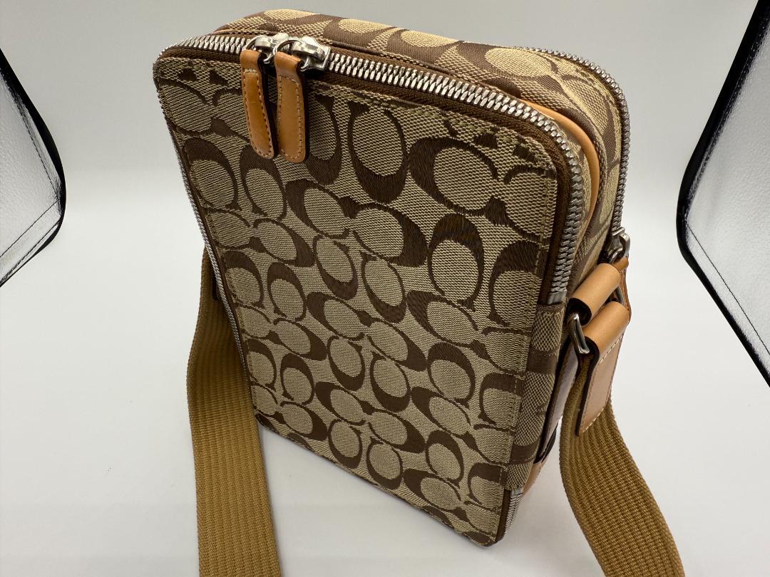 【美品】COACH コーチ メッセンジャーバッグ レザー キャンバス 斜め掛け COACH コーチ ショルダーバッグ キャンバス×レザー 斜め掛け